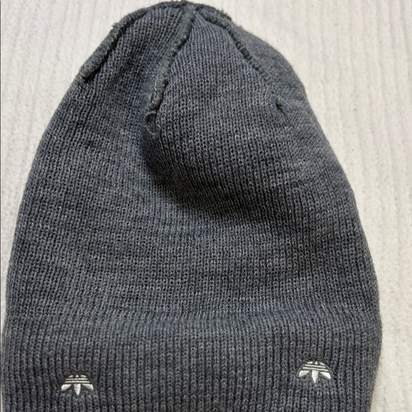 Adidas Beanie Hat Women's Allover Print Embroidery White Gray - Picture 3 of 4